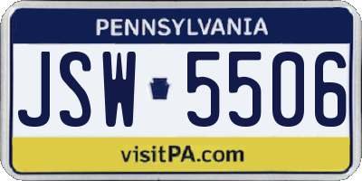 PA license plate JSW5506