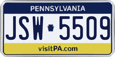 PA license plate JSW5509