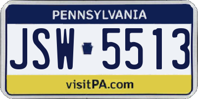 PA license plate JSW5513