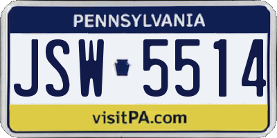 PA license plate JSW5514