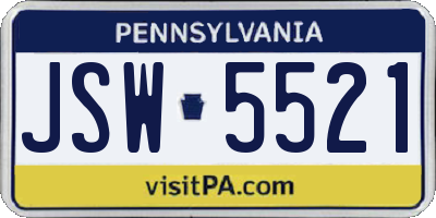 PA license plate JSW5521