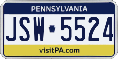 PA license plate JSW5524