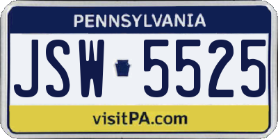 PA license plate JSW5525