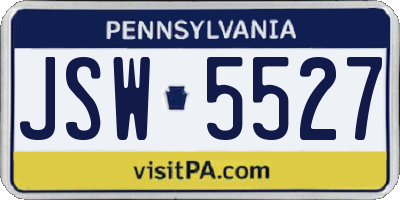 PA license plate JSW5527