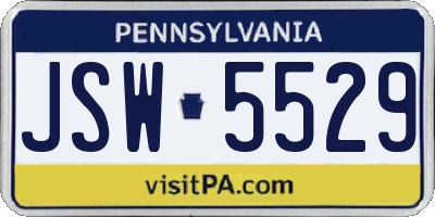 PA license plate JSW5529