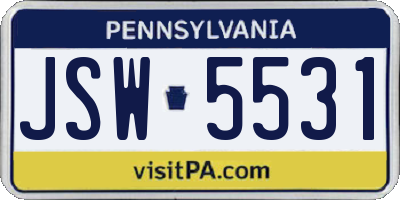PA license plate JSW5531