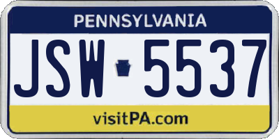 PA license plate JSW5537