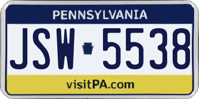 PA license plate JSW5538