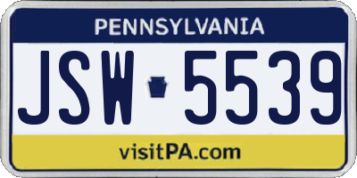 PA license plate JSW5539