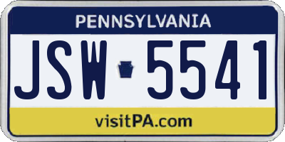 PA license plate JSW5541