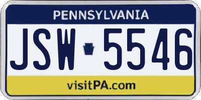 PA license plate JSW5546