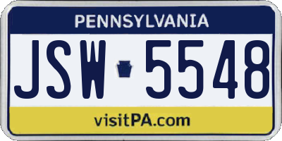 PA license plate JSW5548