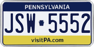PA license plate JSW5552