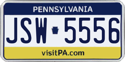 PA license plate JSW5556