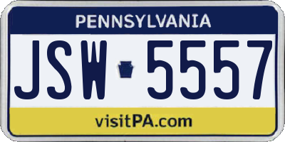 PA license plate JSW5557