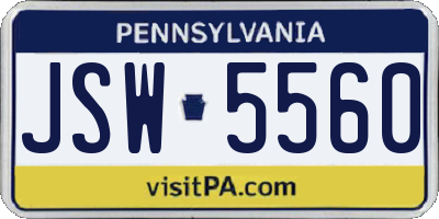 PA license plate JSW5560