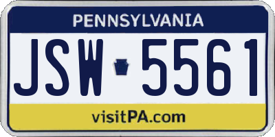 PA license plate JSW5561