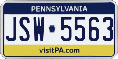 PA license plate JSW5563