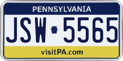 PA license plate JSW5565