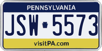 PA license plate JSW5573