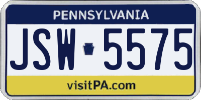PA license plate JSW5575