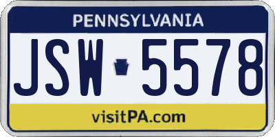 PA license plate JSW5578