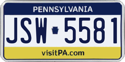 PA license plate JSW5581