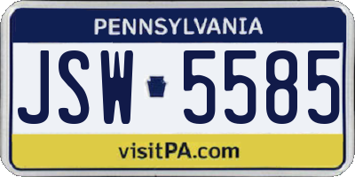 PA license plate JSW5585