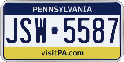 PA license plate JSW5587