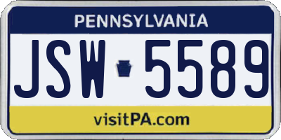 PA license plate JSW5589