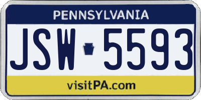 PA license plate JSW5593