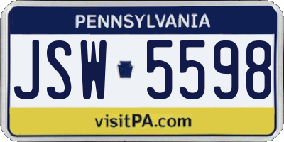 PA license plate JSW5598