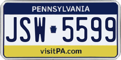 PA license plate JSW5599