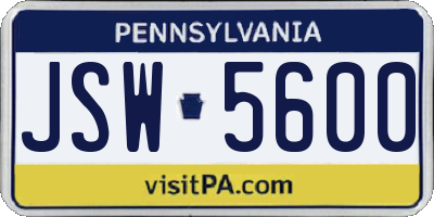 PA license plate JSW5600