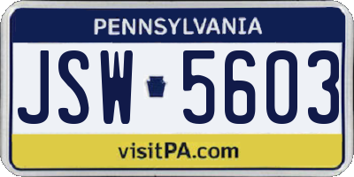 PA license plate JSW5603