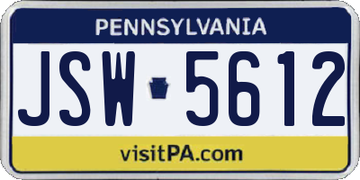 PA license plate JSW5612