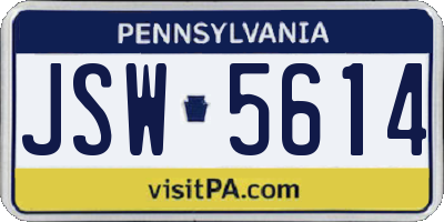PA license plate JSW5614