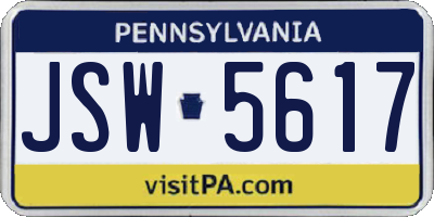 PA license plate JSW5617