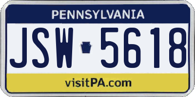 PA license plate JSW5618