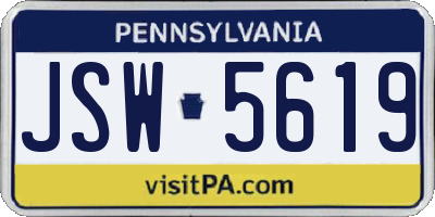 PA license plate JSW5619