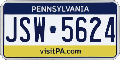 PA license plate JSW5624