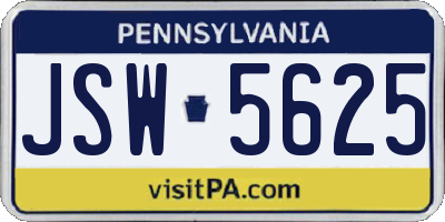 PA license plate JSW5625