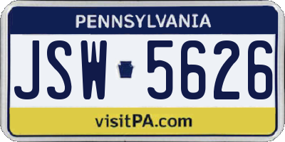 PA license plate JSW5626