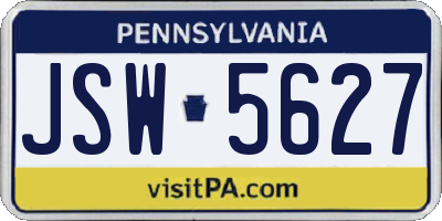 PA license plate JSW5627