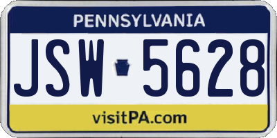 PA license plate JSW5628
