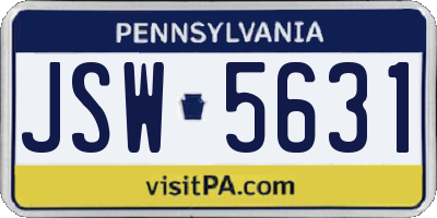 PA license plate JSW5631