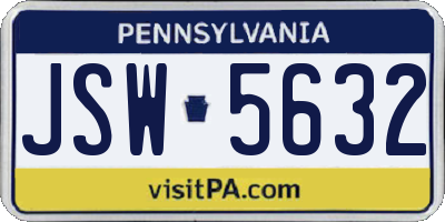 PA license plate JSW5632