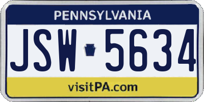 PA license plate JSW5634