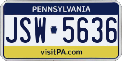 PA license plate JSW5636
