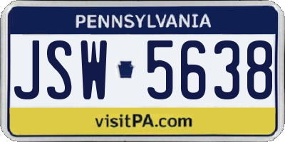 PA license plate JSW5638
